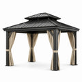 Pérgola de Aluminio con Techo de Acero y Cortinas de Poliéster