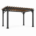 Pérgola rectangular de aluminio y madera 300x400 cm negro/marrón