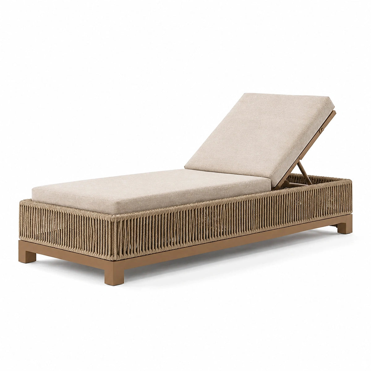 Tumbona de Aluminio y Cuerda Sintética con Cojines Beige
