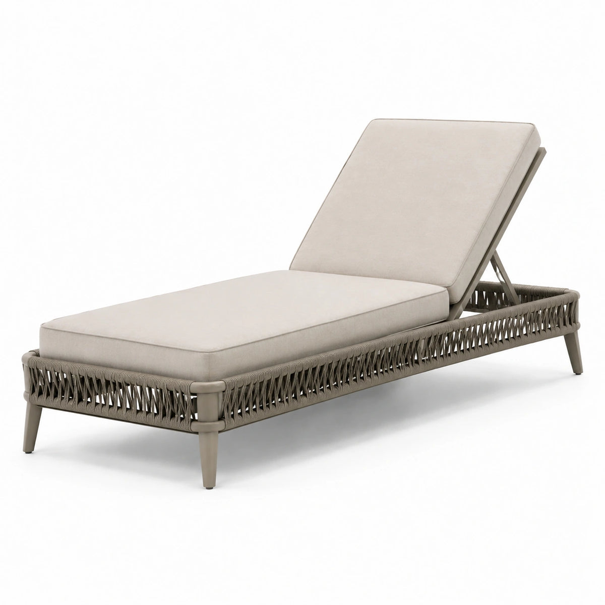 Tumbona de aluminio y mimbre sintético beige con cojín ajustable