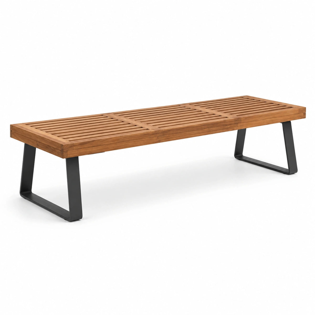 Banco de madera de teca y metal 140x35x45cm