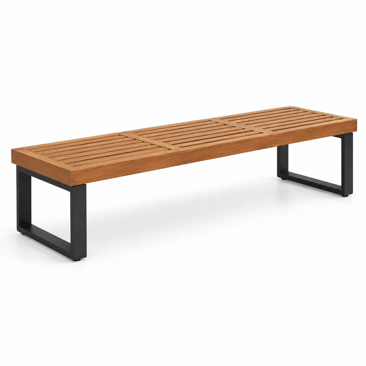 Banco de madera de acacia y metal negro para exterior