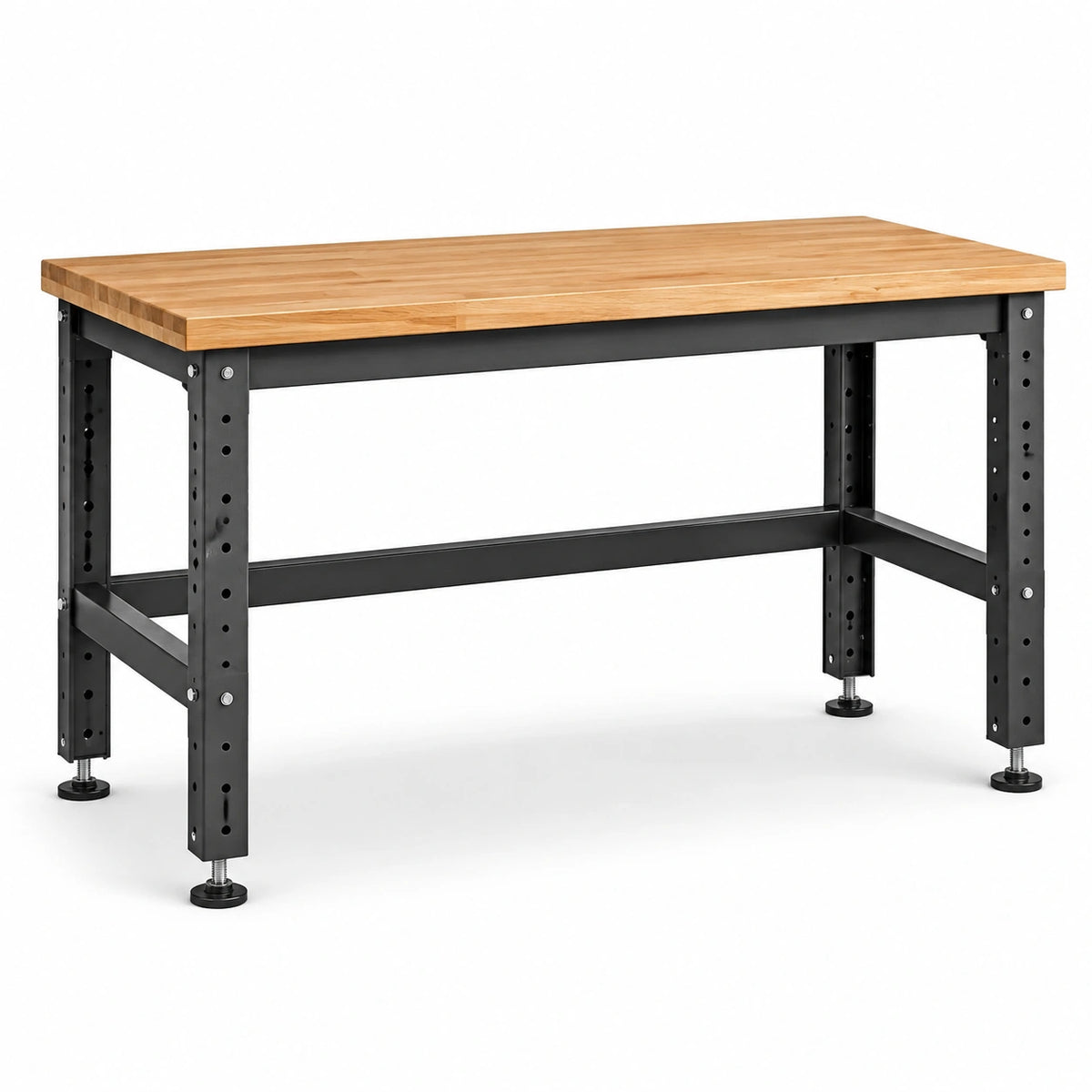 Mesa de trabajo de madera de haya y acero negro 150x70x90 cm