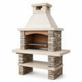 Barbacoa de piedra y ladrillo con acero inoxidable 130x65x180 cm