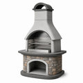 Barbacoa de piedra natural y acero inoxidable 180 cm gris