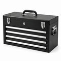 Caja de herramientas metálica con cajones extraíbles de acero negro 52x22x30 cm